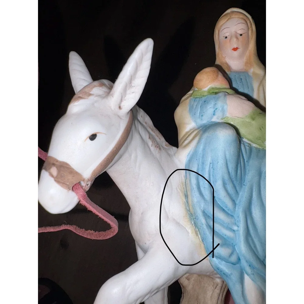 Vintage Flight Into Egypt Nativity Scene Joseph Mary Baby‎ Donkey Porcelain